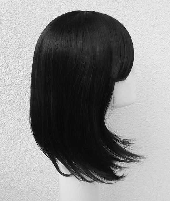 Mikasa cosplay wig czarna krótka peruka z grzywką bob czarny krótki