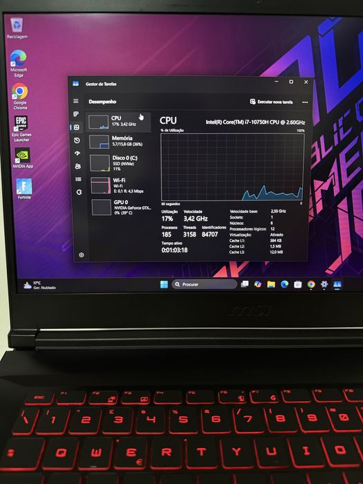 Portátil Gaming MSI GF65 Thin - GTX 1650 (pagamento 3x Klarna)