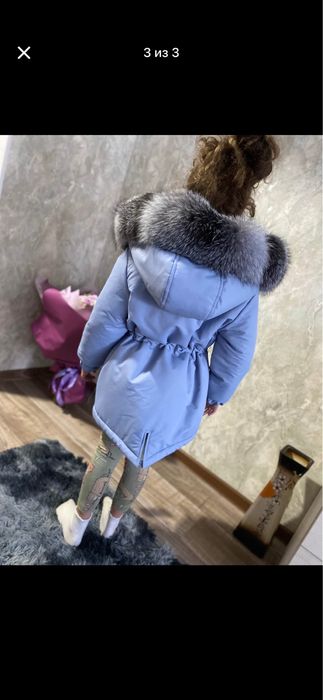 Парка дитяча з натуральним хутром