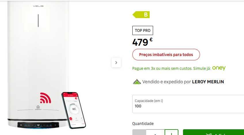 Termoacumulador Ariston Velis PRO WIFI 100 litros G+