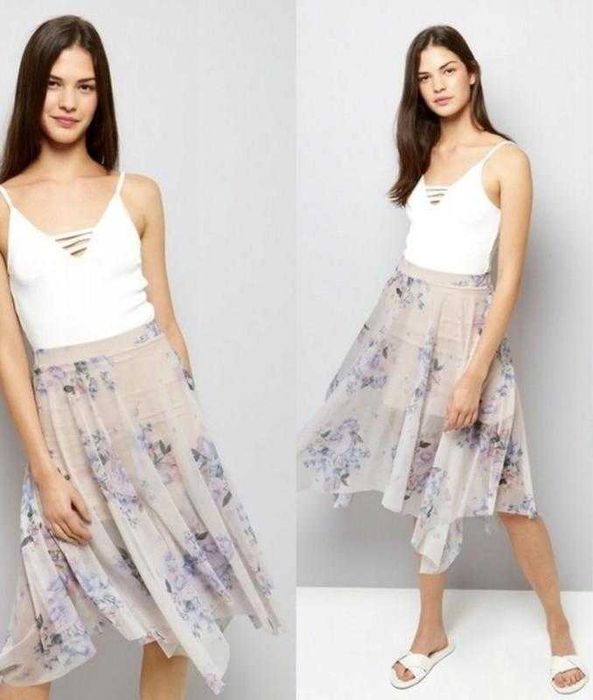 Юбка сетка миди в горошек с вышивкой New Look