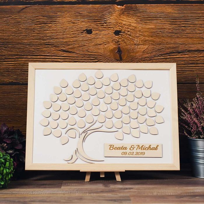 Księga gości weselnych drzewo - 80 SZT. - DREWNIANA