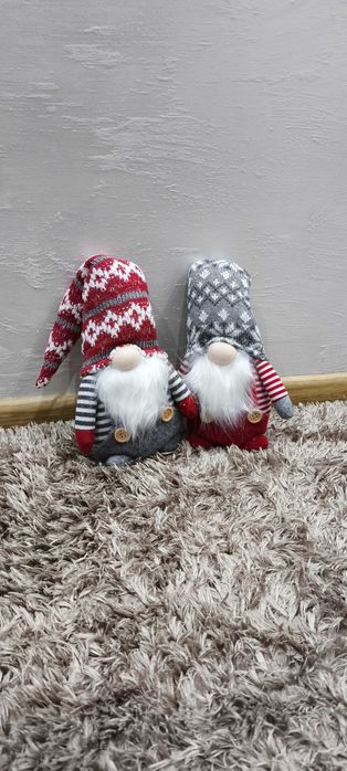 2x Skrzat Krasnal Gnom Duży 42cm Mikołaj Prezent Zestaw Świąteczny