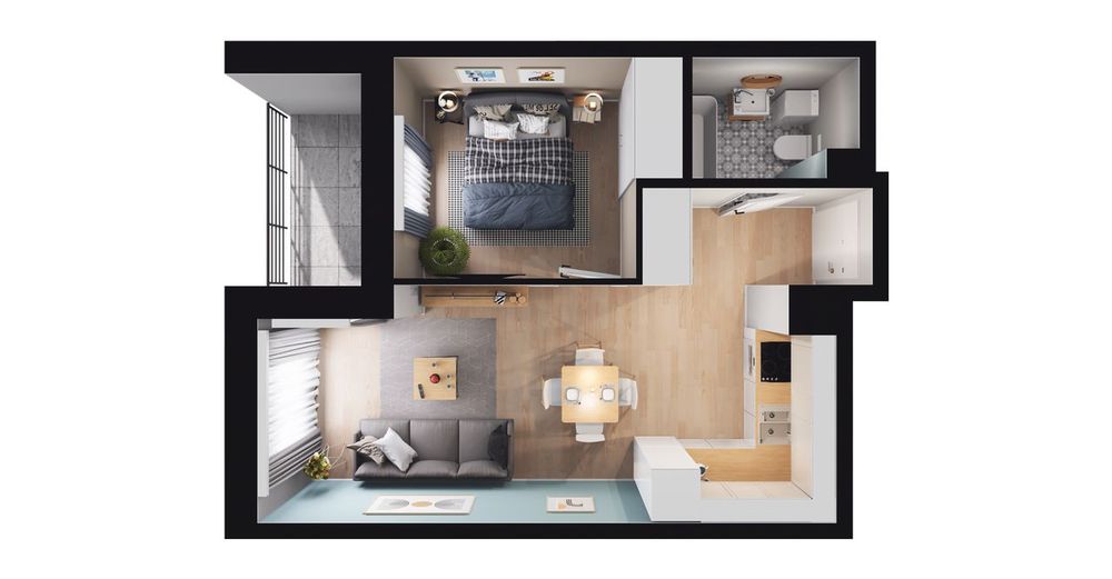 2-pokojowe mieszkanie 42 m² + balkon - Widok 3
