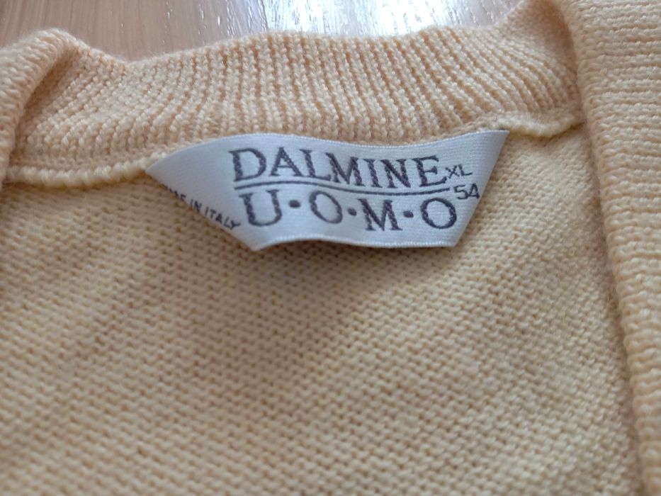 Dalmine Uomo żółty sweter szpic warkocze XL 54 100% pure new wool