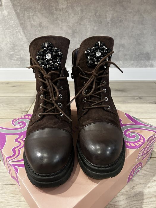 Коричневі ботинки зимові