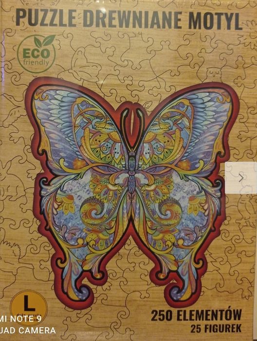 Puzzle drewniane motyl 250 el + 25 figurek eco