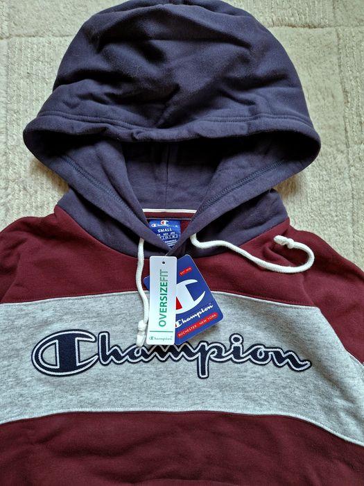 Nowa bluza Champion block color hoodie haftowane logo enarage
