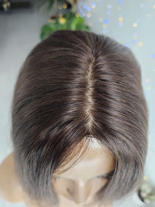 Tupet topper Ola V z włosów naturalnych 40 cm ciemny brąz