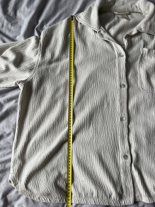 Biała kremowa duża szeroka muślinowa prążkowana koszula oversize unise