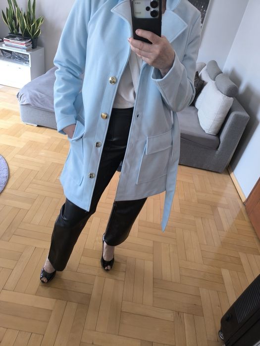 Płaszcze elegancki super gatunek grubszy bawełna  Polski  M/L blue