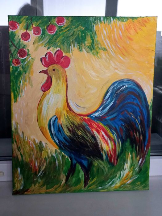 Картина акрилом 40х50 см "Півень"