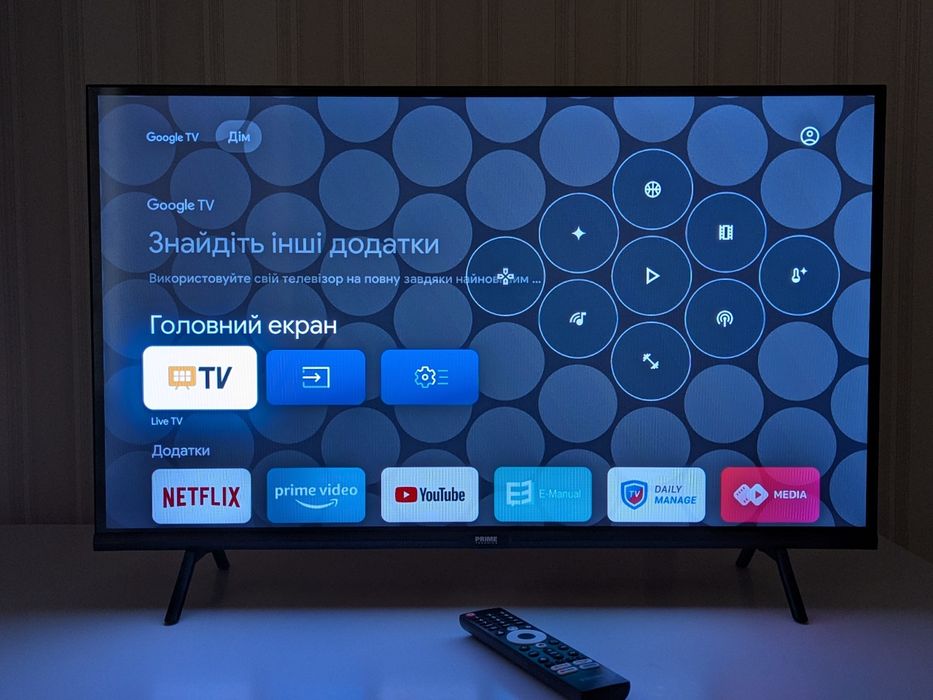 Телевізор PRIME Technics 32 Smart TV Google TV Wi-Fi майже новий