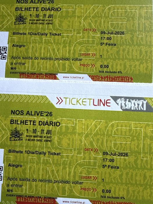Bilhete Nos Alive 26