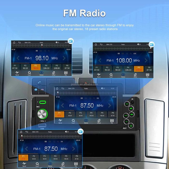 Rádio 1DIN | Ecrã 5" HD | CarPlay & Android Auto WIRELESS | Universal