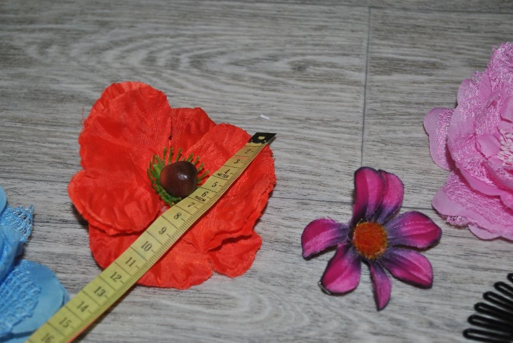 Украшение для волос цветок красный коралловый мак новые розовая