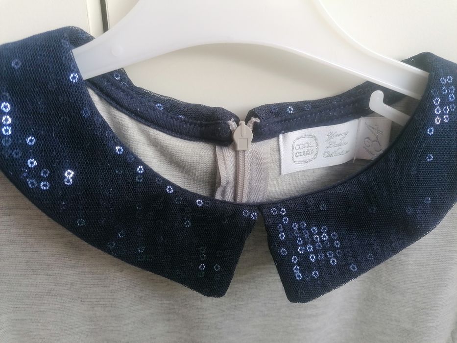 Sukienka szara dzianinowa 134 cekiny Coolclub