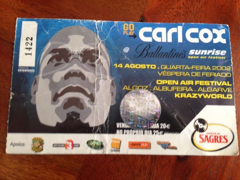 Bilhete concerto / festival carl cox...coleção