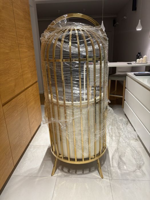 Ekskluzywny fotel klatki birdcage złoty - beżowy