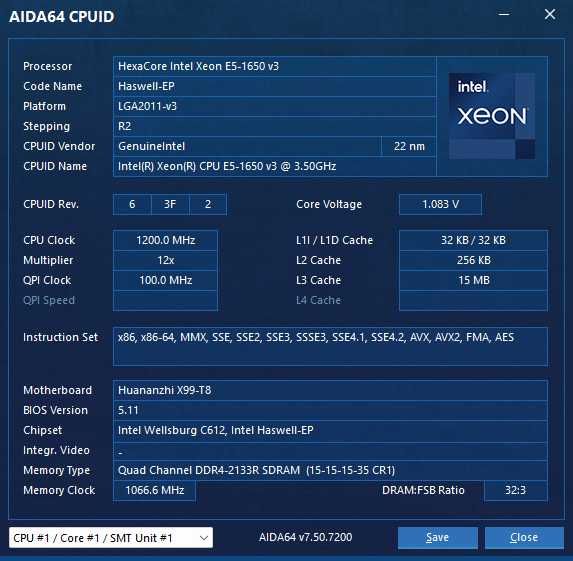 Процесор Intel Xeon E5-1650V3
