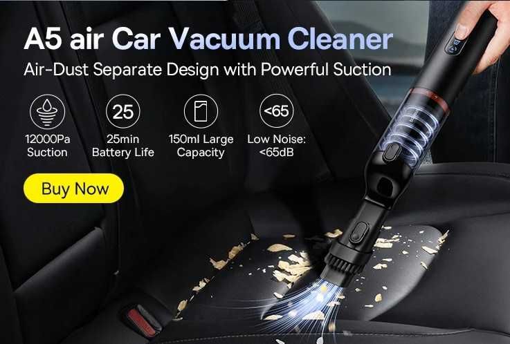 Пилосос Baseus A5 Air Car Vacuum Cleaner 12000Pa 2‑в‑1, всмоктування + надування