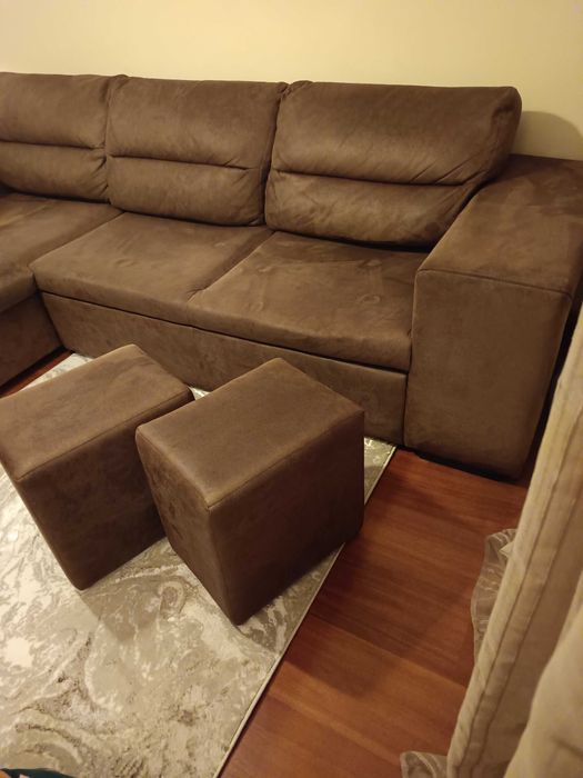 Sofá 3 lugares com cama e chaise lounge