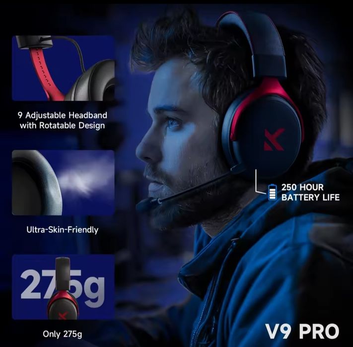 ‼️Бездротові ігрові навушники MCHOSE V9 pro Black White Silver Blue‼️