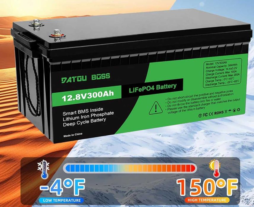 Акумулятор 300 Ah літій-залізо-фосф батарея BMS Datouboss lifepo4 12 V