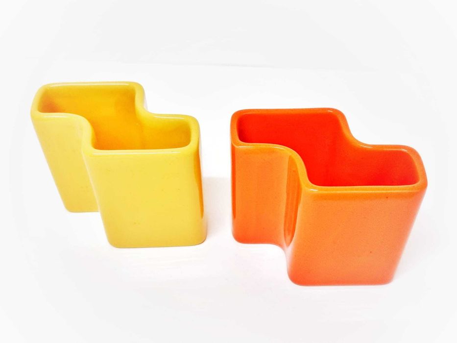 2 Raríssimos vasos cerâmica Sicart Angelo Spagnolo Space Age Italia 70