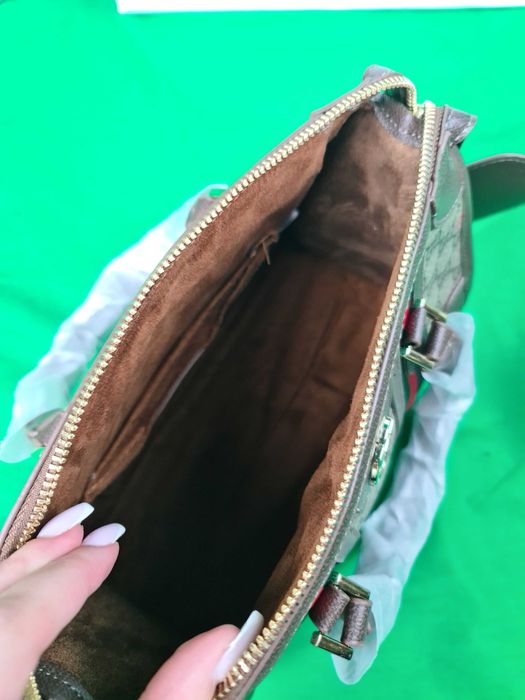 Torebka srednia Torba monogram brazowa skórzana kuferek Premium