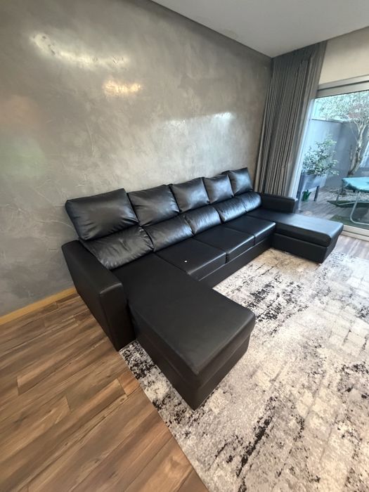 Sofá 3m em Napa | Sofá-Cama | 2 Chaise Longue | Com Arrumação