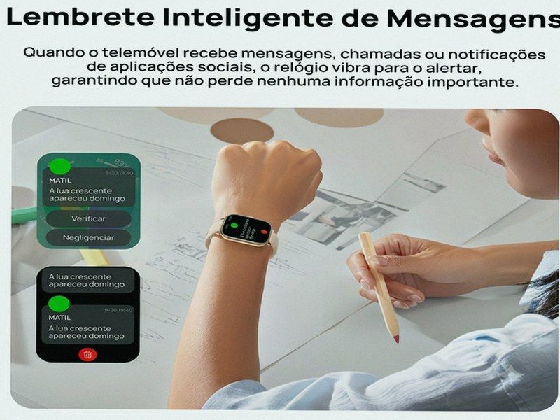 Smartwatch 1.83" — Chamadas sem Fios, 100+ Modos Desporto, Homem e Mulher