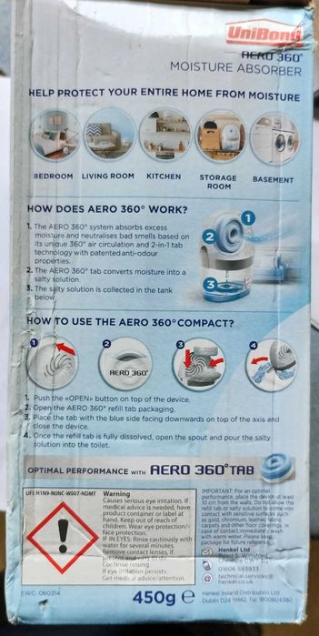 UniBond AERO pochłaniacz wilgoci 360 stopni + 1 wkład 450g