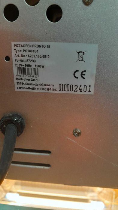 Forno electrico para pizza 1500W RefªpP01801B