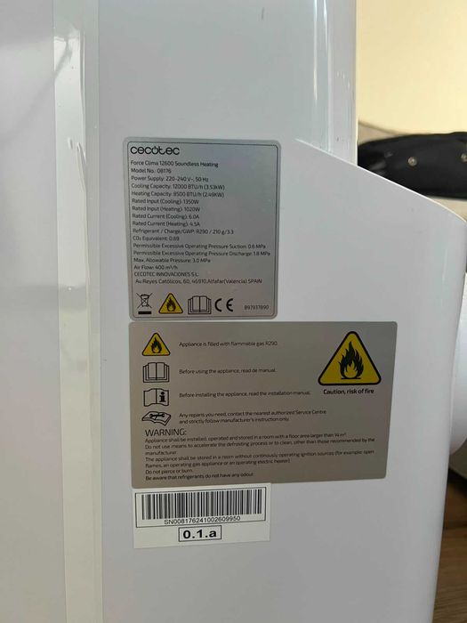 Ar Condicionado Portátil Cecotec ForceClima 12600 Soundless Heating – Frio e Aquecimento