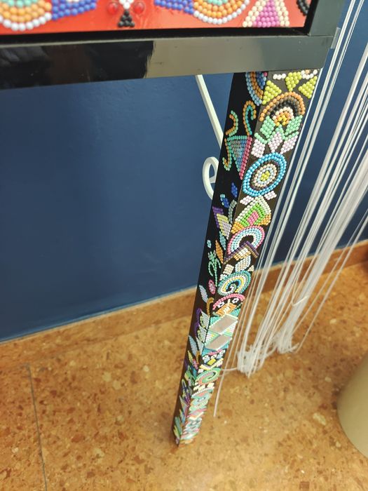 Konsola wysoki połysk, czarna,biała ozdoby ręcznie robione