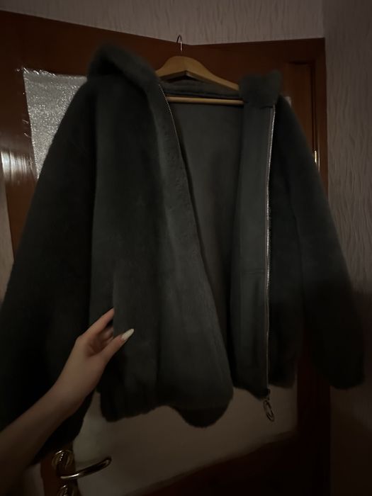 Эко шуба серого цвета