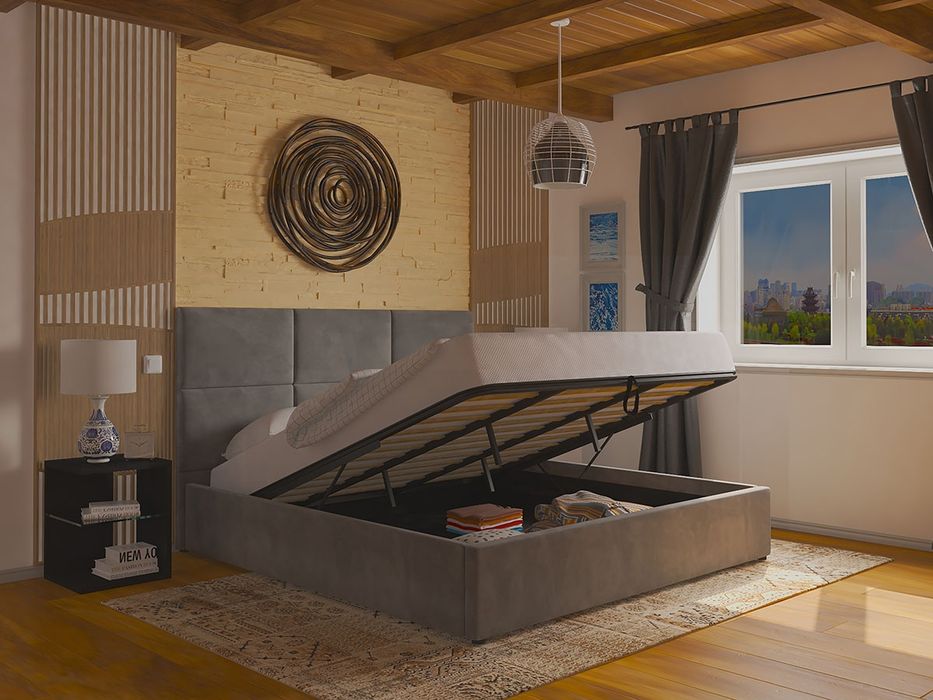 Cama c/ estrado elevatório • COMO NOVA.