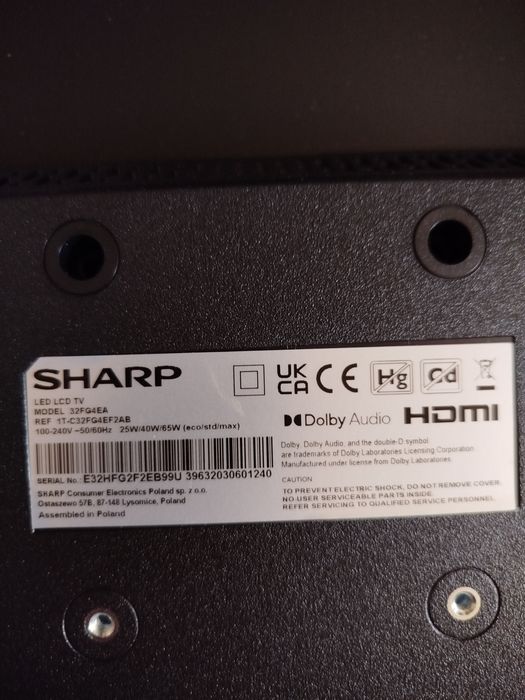 Tv Sharp 32FG4EA na części lub do naprawy