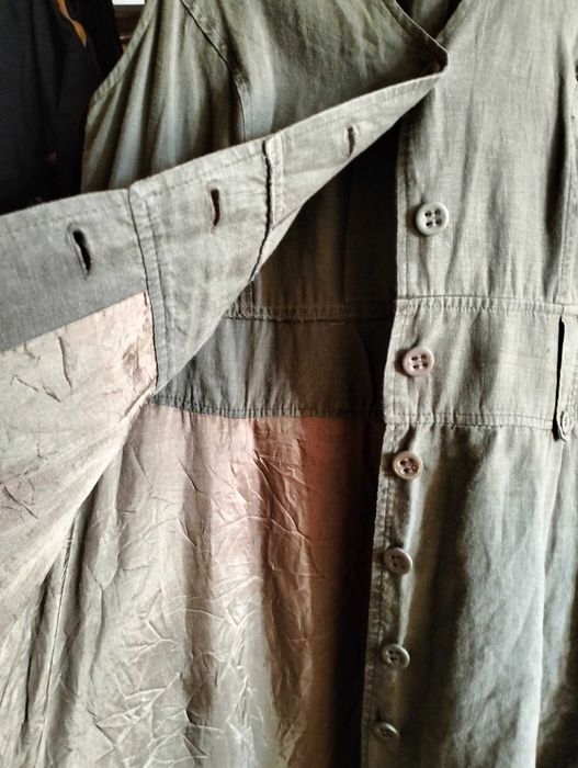 Vestido caqui em linho (tamanho 46) - Marca portuguesa Elisa Baia