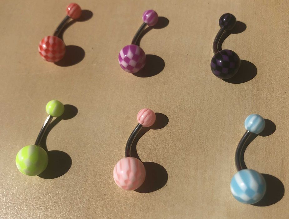 6 piercings novos aço inoxidável