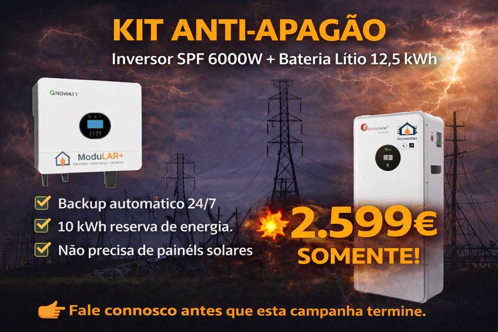 Kit Inversor Spf 6000W + Bateria Lítio 48V 12,5 Kw