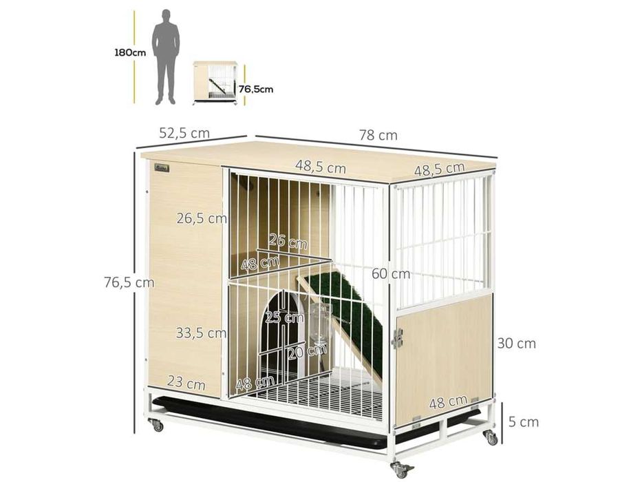Coelheira de Madeira, Aço e PVC 78x52,5x76,5cm PAWHUT