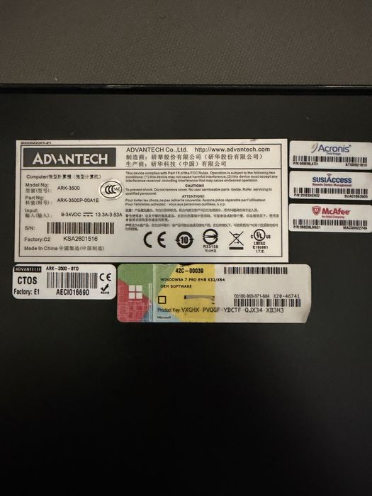 PC Industrial Advantech ARK-3500 Fanless