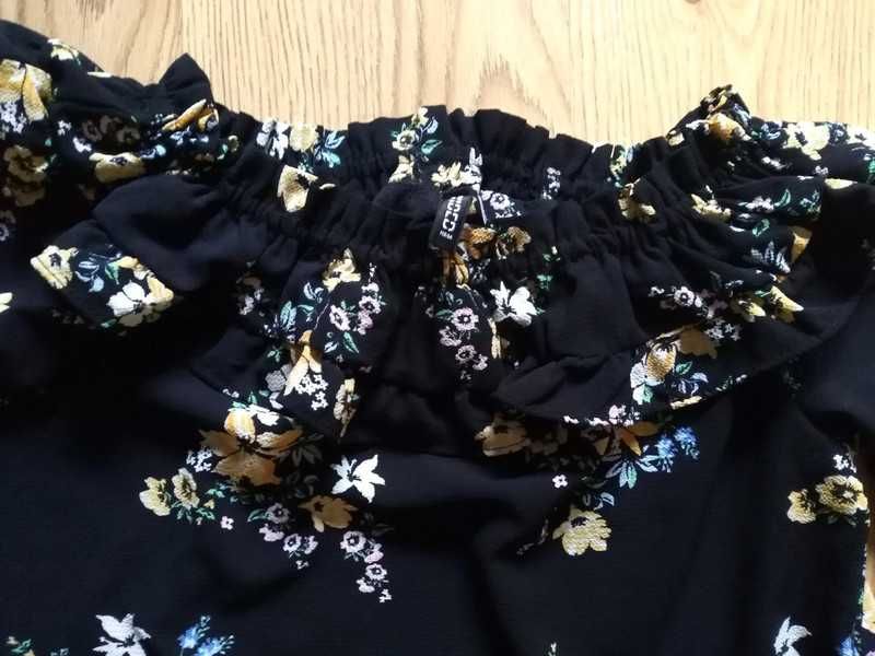 Bluzka koszula hiszpanka H&M falbana S 36 czarna