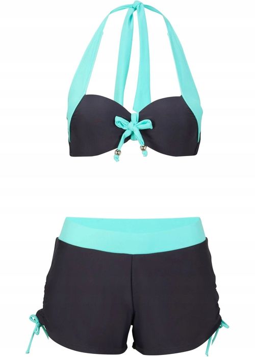 B.P.C bikini na fiszbinach z szortami antracytowo-turkusowe 40 (80C).