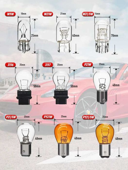 Lâmpadas de Automóvel e Mota - Todos os Modelos Novas e de Qualidade.