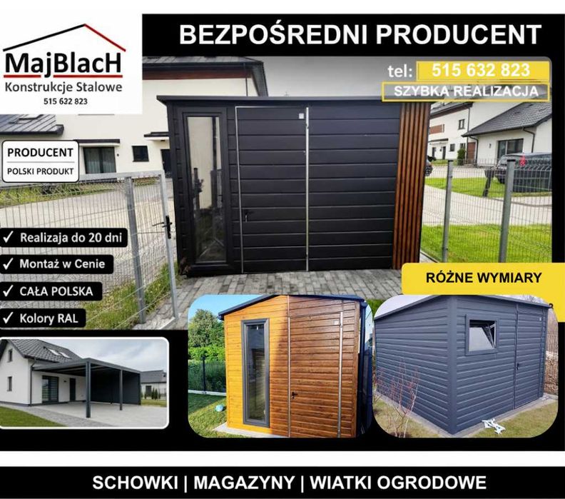 Wiata ZŁOTY DĄB /Hala Garaż / RAL | Montaż Gratis – Maj-BlacH