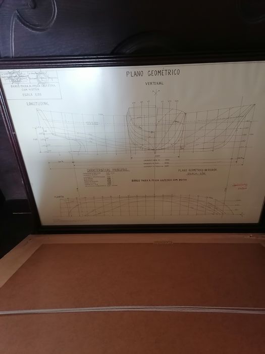 Quadro horta e Costa e mais dois de planos geométricos de navios
