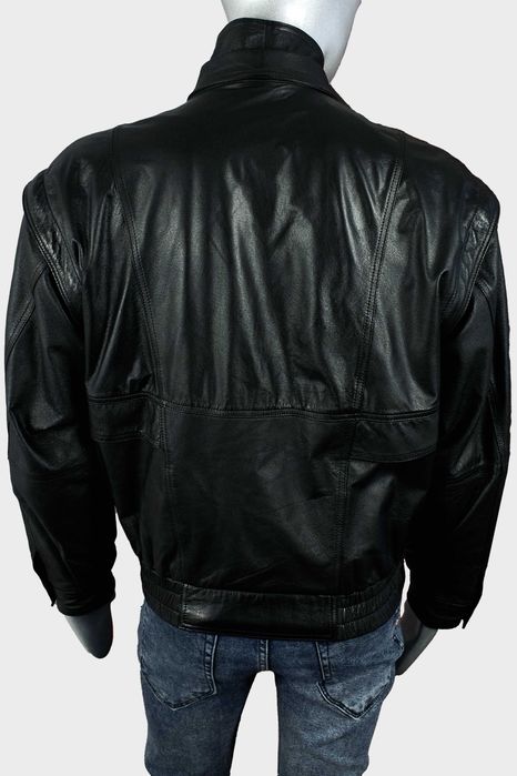 Винтажная черная кожаная куртка косуха, бомбер, пилот, мужская жилетка